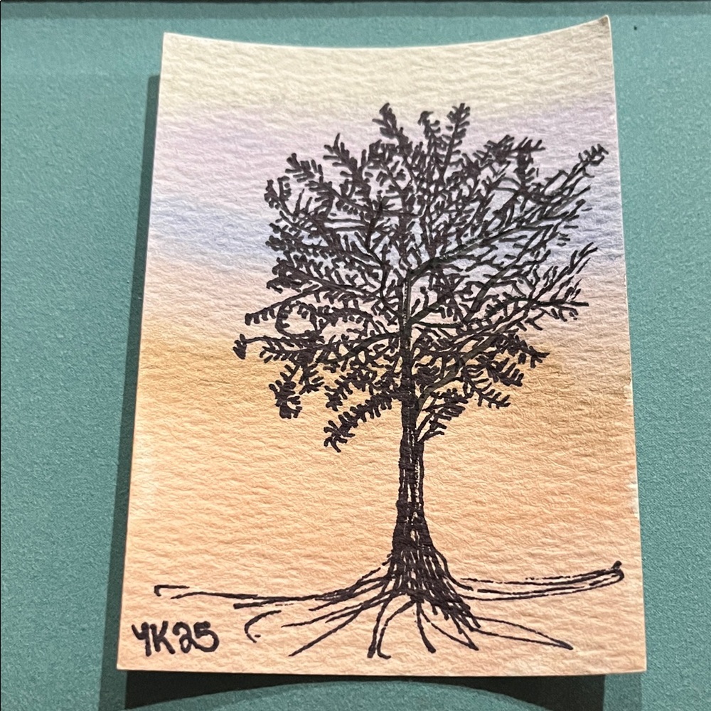🤑3 for $12 🤑 Artistic Tree Sketch on Pastel Background
